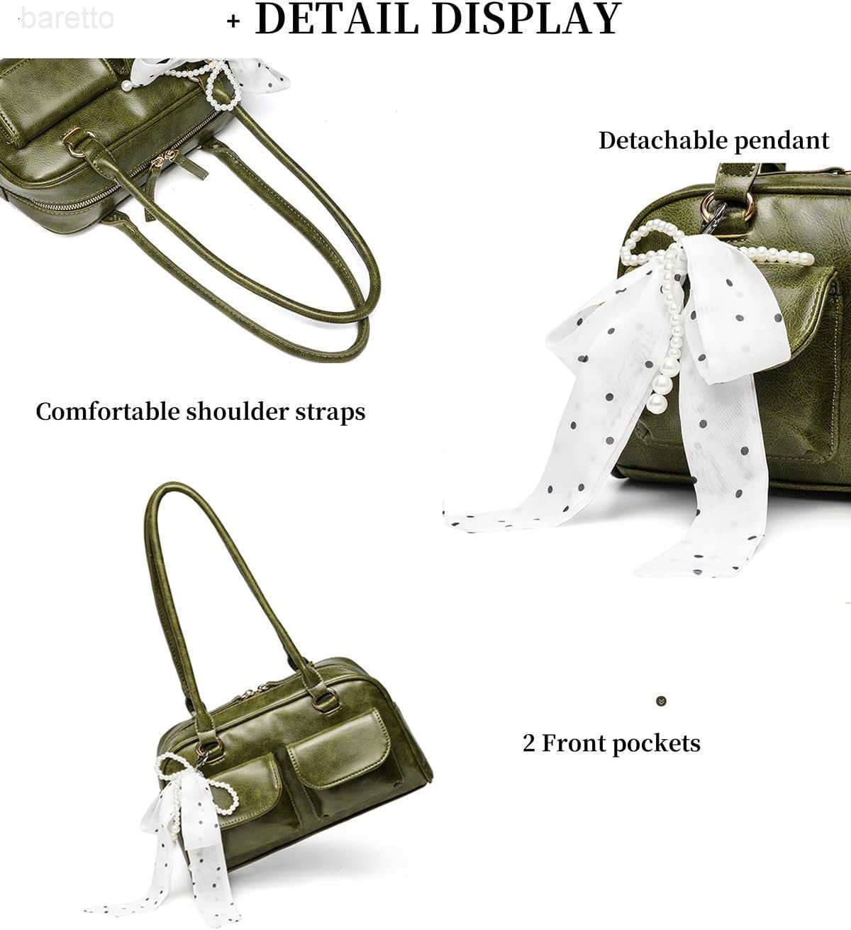 Y2K Shoulder Purses for Women Trendy PU Leather Retro Boston Handbag Lightweight and Versatile for Work and Travel M250904