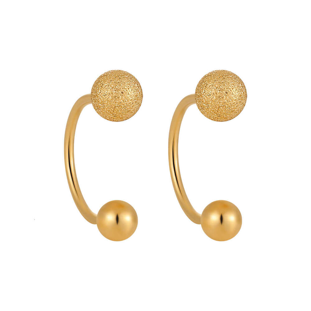 Korean Style Niche Minimalist Ins New Matte Bead U-Shaped Ear Bone Stud Fashion Personality Twist Screw Titanium Steel Earrings