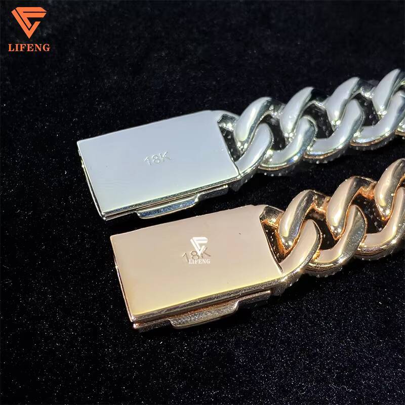 10mm 12mm 14mm Lced Out Hip Hop Fine Jewelry Necklace Rose Gold 925 Sliver Vvs Moissanite Diamond Miami Cuban Link Chain