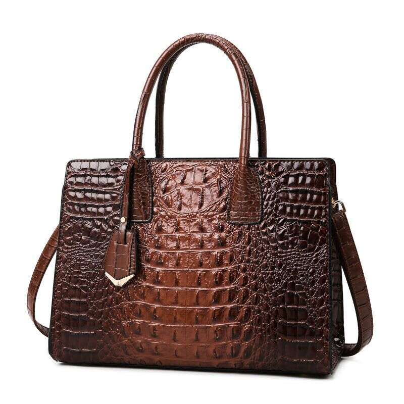 Women's Large Top-Handle Bag Vintage Crocodile Designer Shoulder Bag Quality Leather Crossbody Bag Messenger Commuter Sac A Main