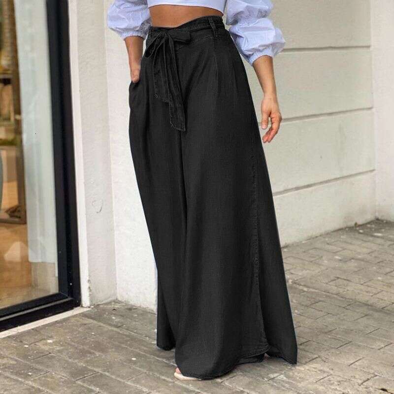 Women's Elegant Lace-Up High Waist Casual Large Size Denim Skirt
