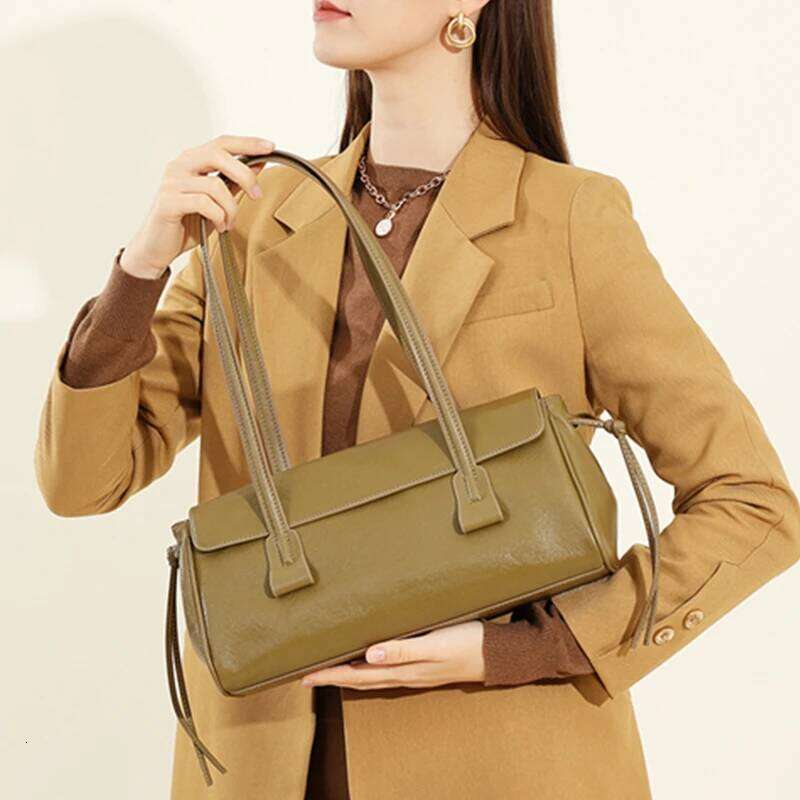 Toptrends Cowhide Genuine Leather Large Underarm Shoulder Bags For Women 2025 Designer Satchel Work Flap Ladies Handbags