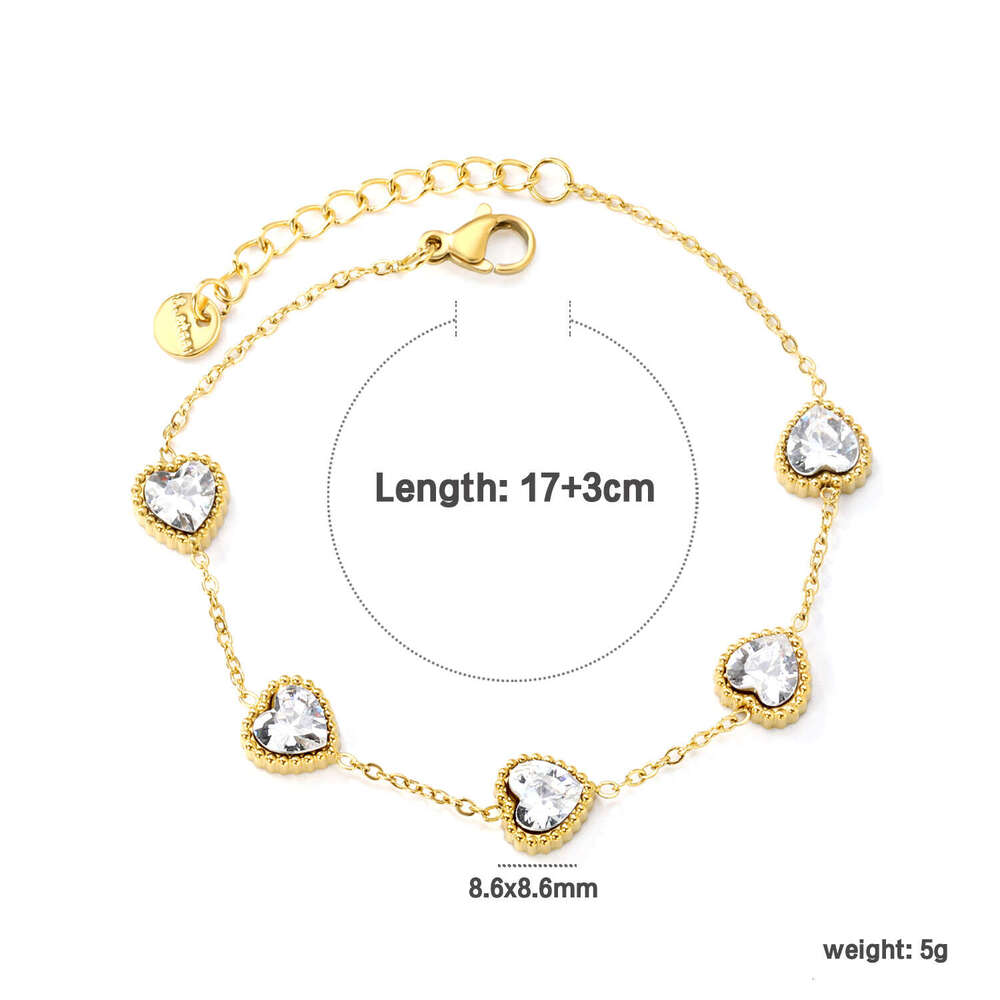 Inlaid Emerald Zircon Gold-Plated Stainless Steel Elegant Bracelet Accessory