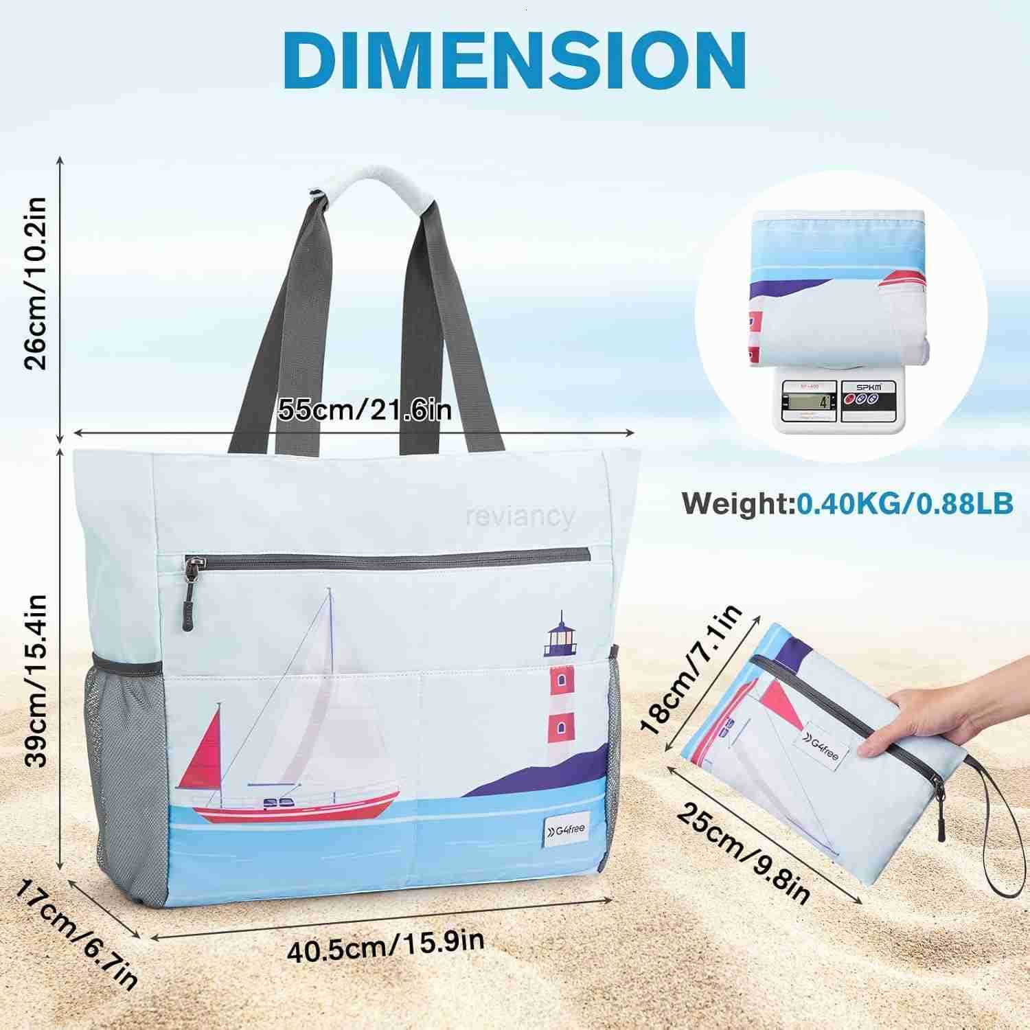 Bag Waterproof Sandproof Beach Tote Bag Large Capacity Foldable for WomenW250904