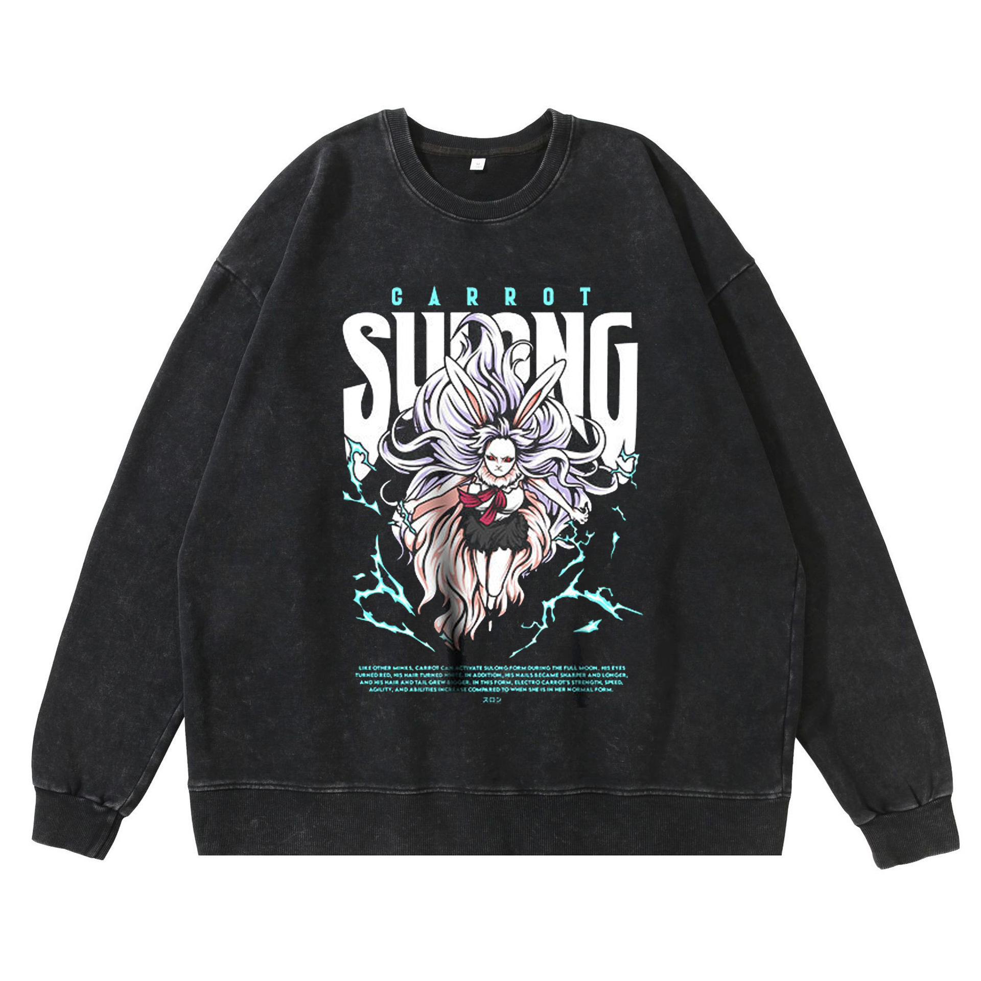 New Washed Vintage Dark Tone Luffy Gear Fifth Nika Form Anime Graphic Hoodie Streetwear Crewneck Sweatshirt - TT8073