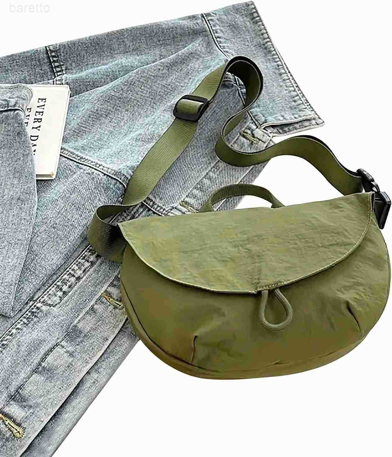 Nylon Crescent Moon Bag for Women and MenFashion Crossbody Handbags with Adjustable Belt Waterproof Fanny Packs Sling Bag Green M250903