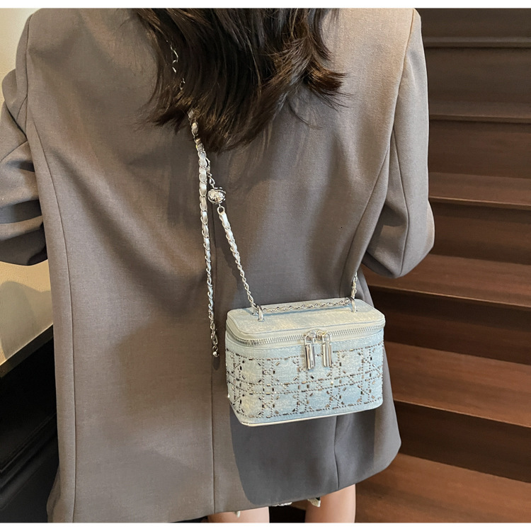 Denim Rhinestone Bag New Denim Blue Rhinestone Handbag Fashionable Women s Shoulder Bag Autumn New Designer Bag Women s Crossbody Bag