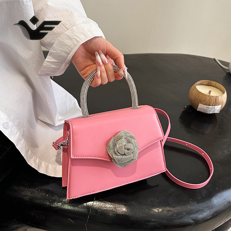 Feiyan Free Shipping New Designer Bag Luxury Shopping Bag High-end Versatile Handbag Silk Shiny Diamond Flower Small Square Bag For Banquets Socialite