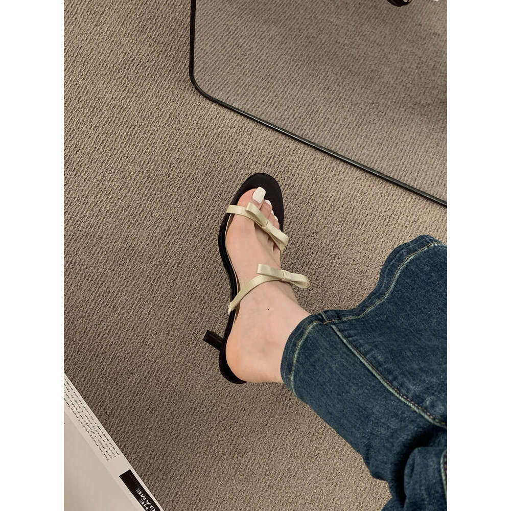 French Fairy Style Designer Shoe Bowknot Black High Heels Women's Stiletto Open Toe Strap Stunning Sandals