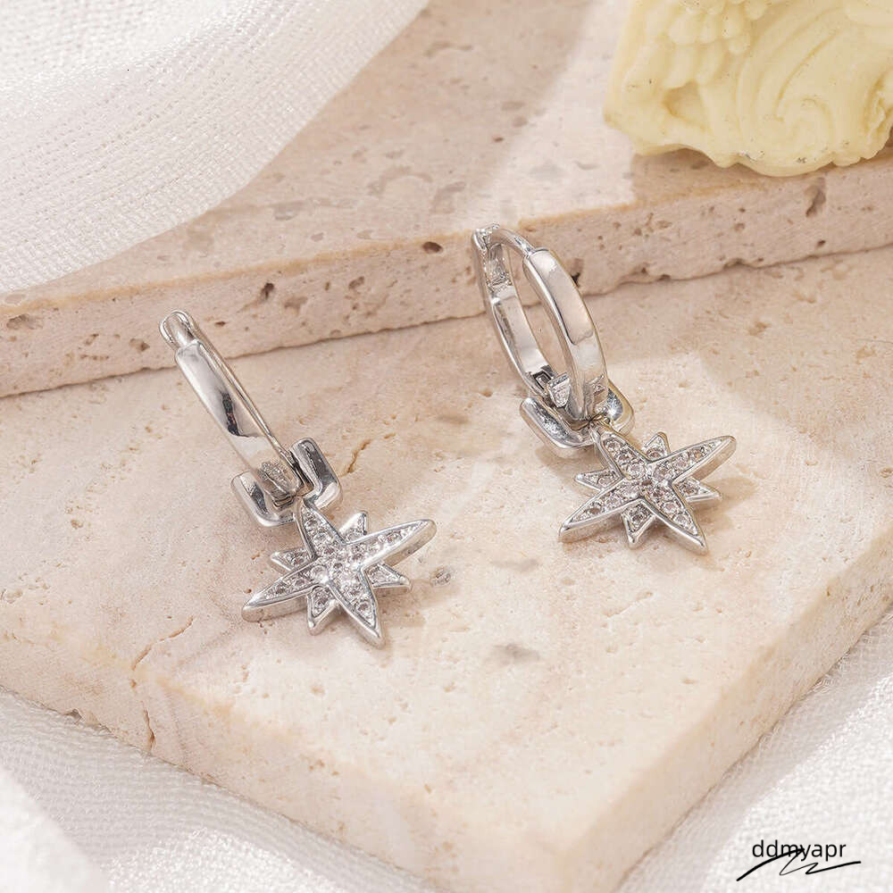 2025 New Simple Pentagram Minimalist Ddmyday Niche Exquisite Ear Cuffs Personality Light Cross Earrings Ddmyday