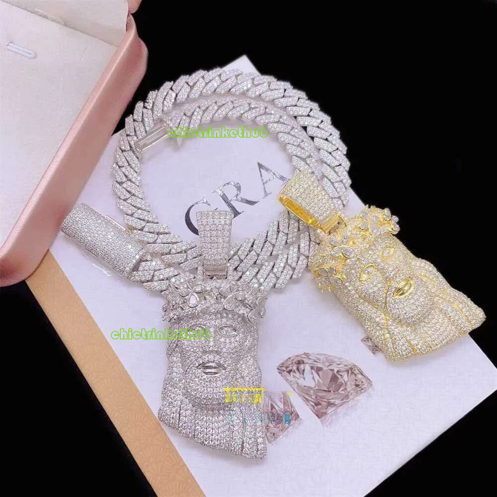 GRA Certificate Baguette Moissanite Jewelry Sier Hip Hop Iced Out Jesus Custom Necklace Pendant AA