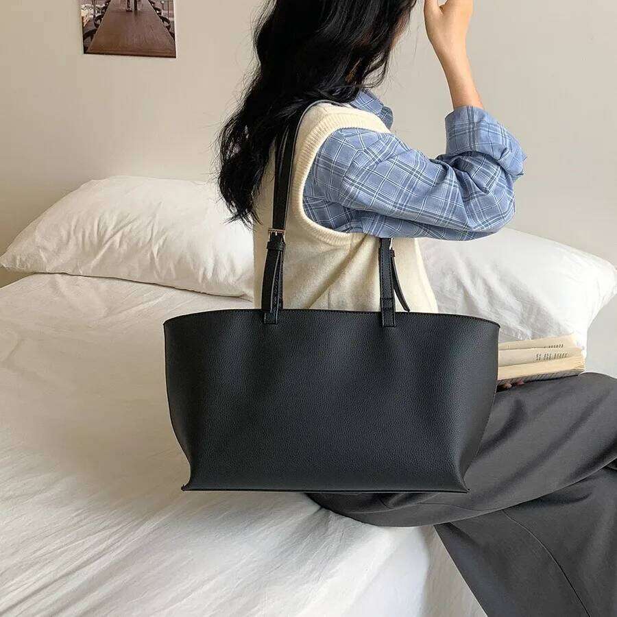 Casual Soft Tote Bag PU Leather Shoulder Bags for Women 2025 NEW High Quality Handbags and Large Shopper Purses