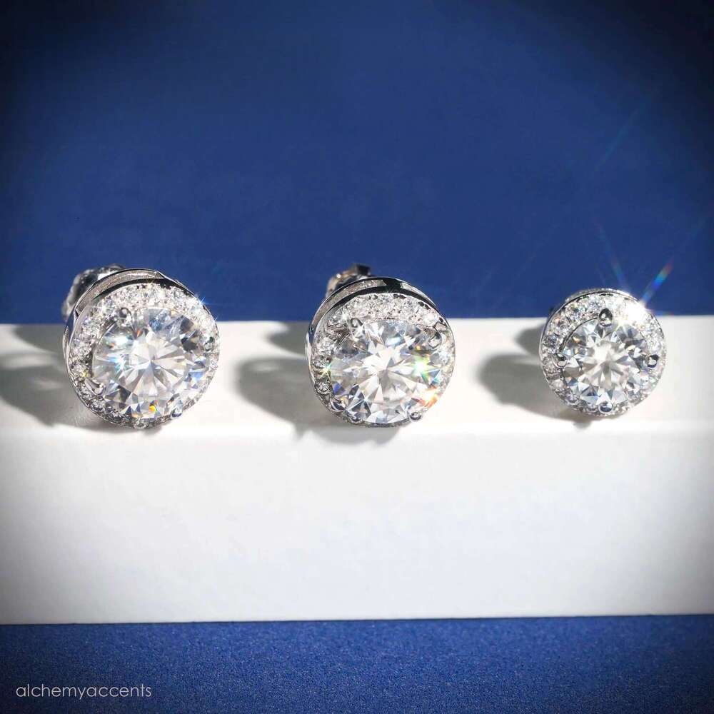 Hot Sale Cluster Stud Earring Fine Jewelry Gold Plated Sterling Sier Iced Out VVS Dia Moissanite Earrings