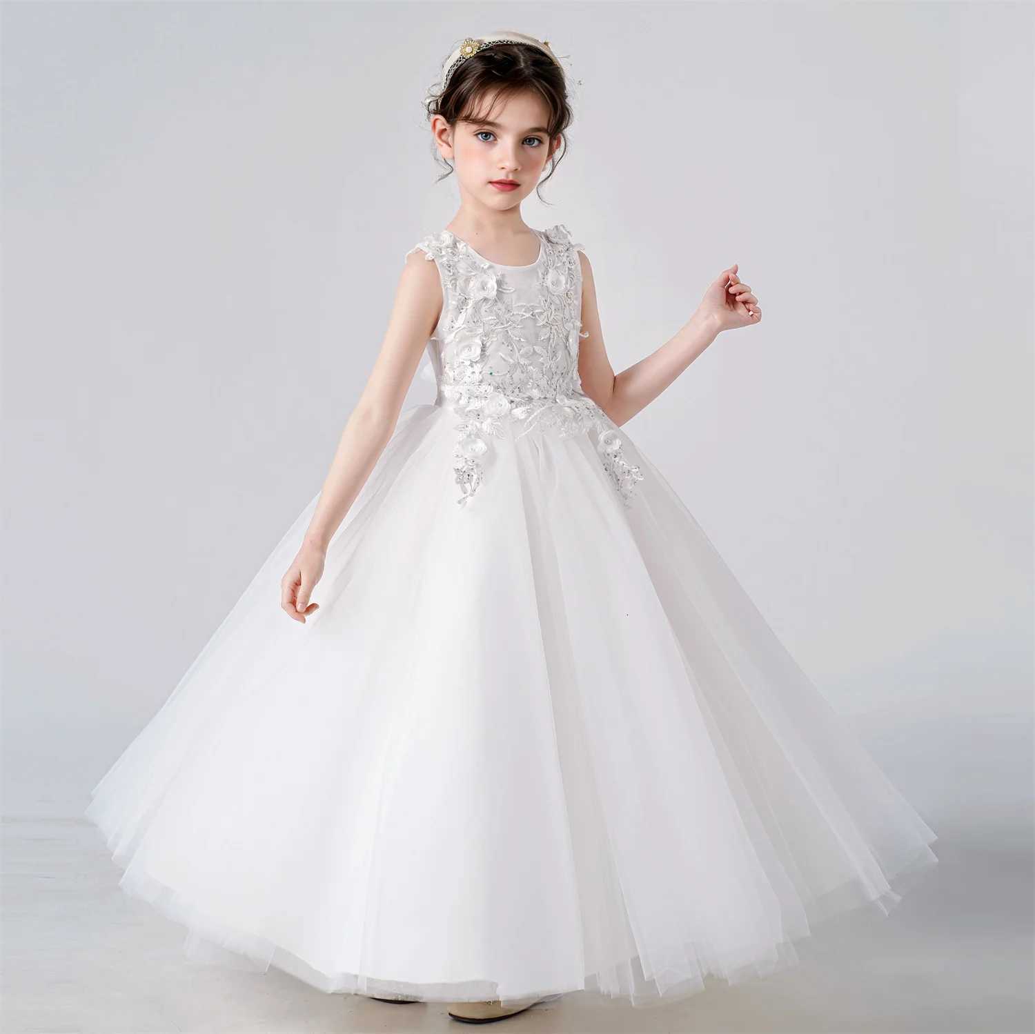 Childrens Girls Dresses For Eid Luxury Party Princess Dress 4-12 Years Old Kids Girl Long Dress Robe Tulle Green Clothing Z250904