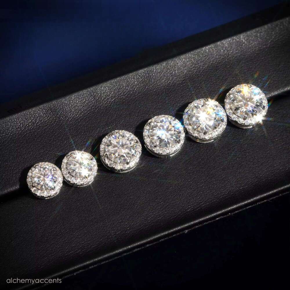 Hot Sale Cluster Stud Earring Fine Jewelry Gold Plated Sterling Sier Iced Out VVS Dia Moissanite Earrings