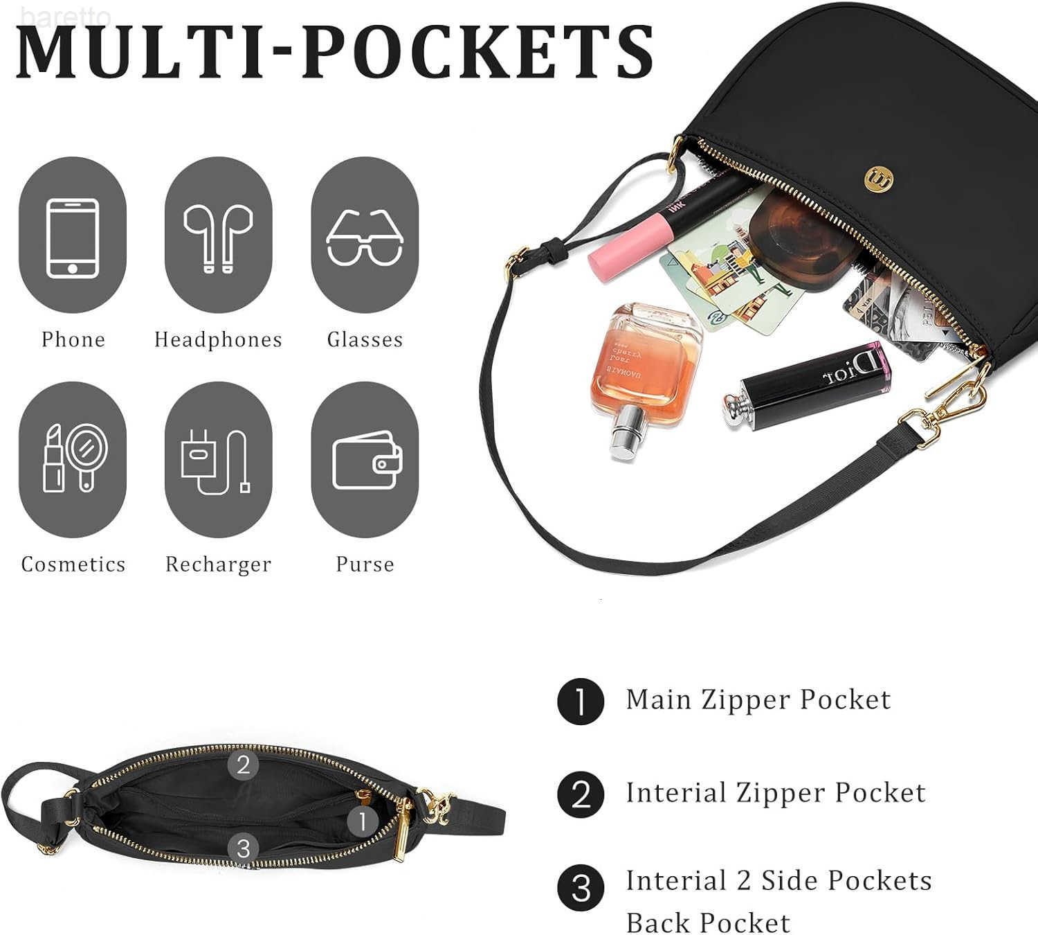 Shoulder Bag for Women Handbags with Adjustable Strap Underarm Purse Mini Clutch Purses Trendy Crescent Bags 1L M250904