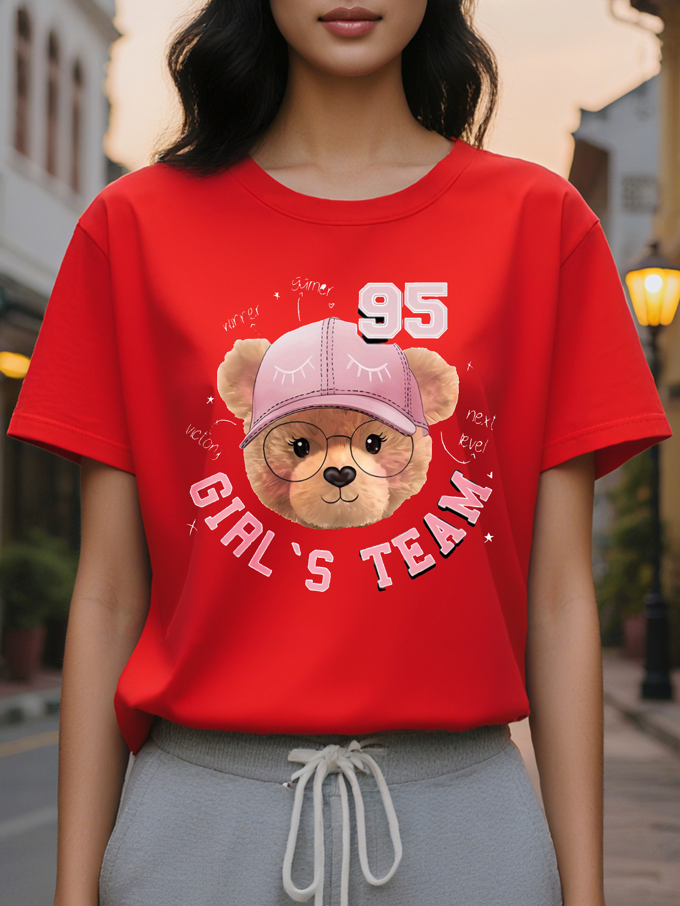 Ladies Sleeveless Vest Cute Bear Pattern With Hat Design The Word S Team Black And Pink Casual Summer Soft
