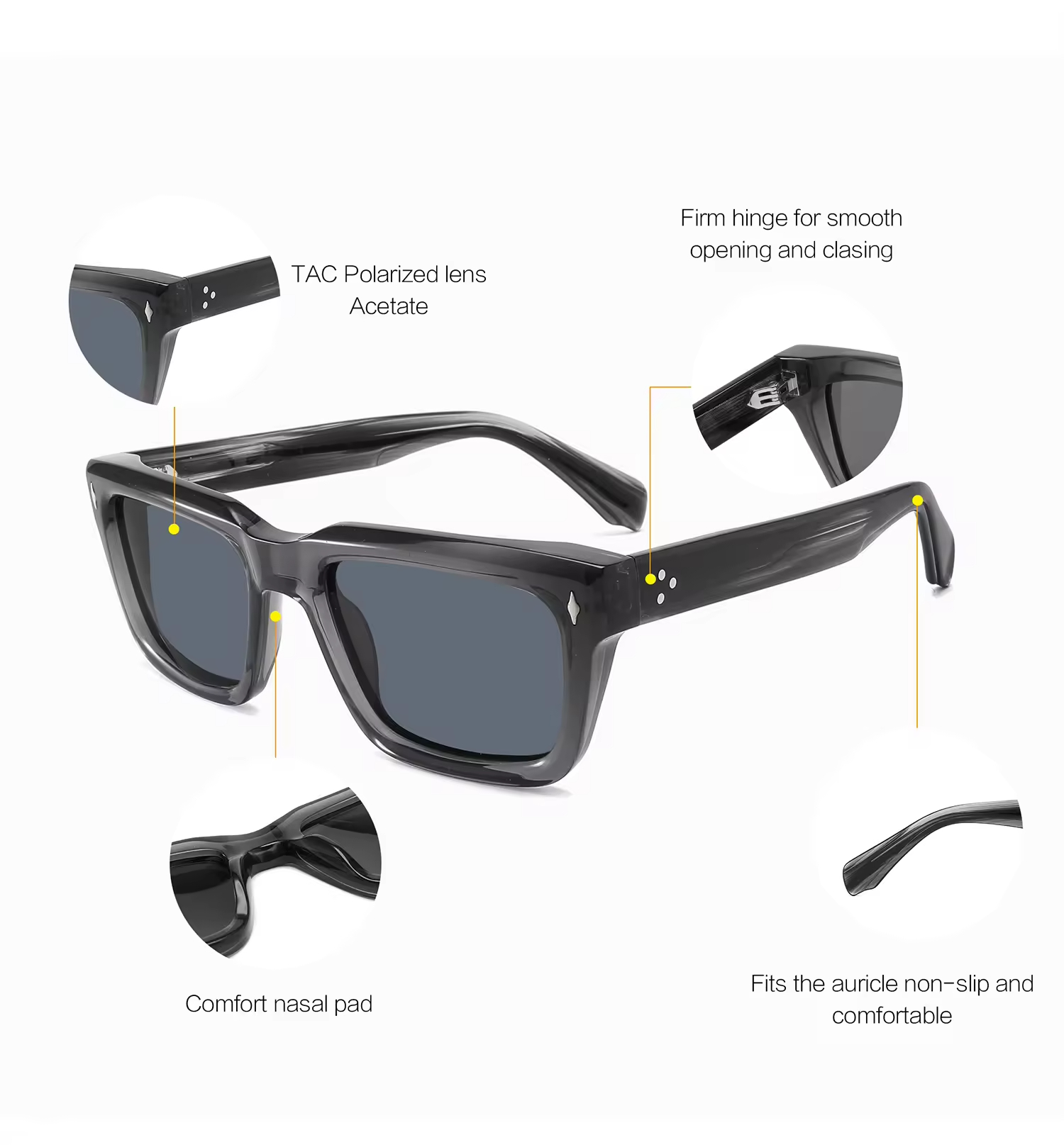 2024 high-quality luxury thick sunglasses box custom logo retro oversized acetate sunglasses