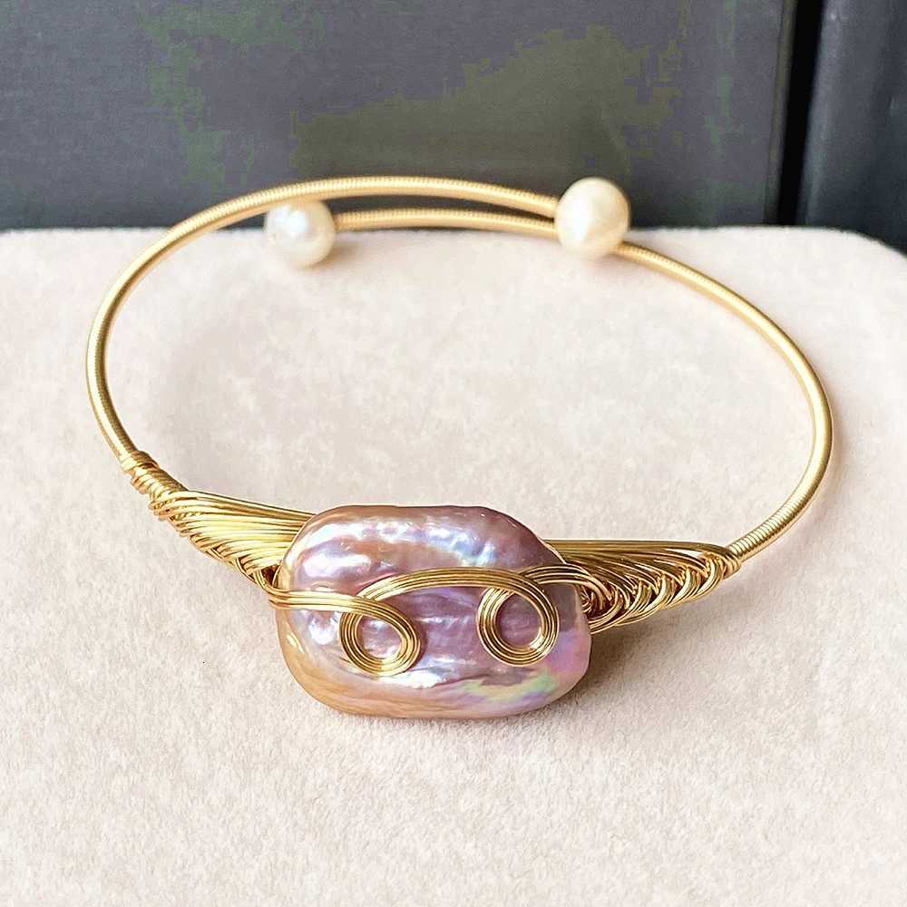 1pc Irregular Baroque Pearl Bracelet for Women Rectangular ishPurple Adjustable Pearl Bracelet Jewelry Gifts Y250904