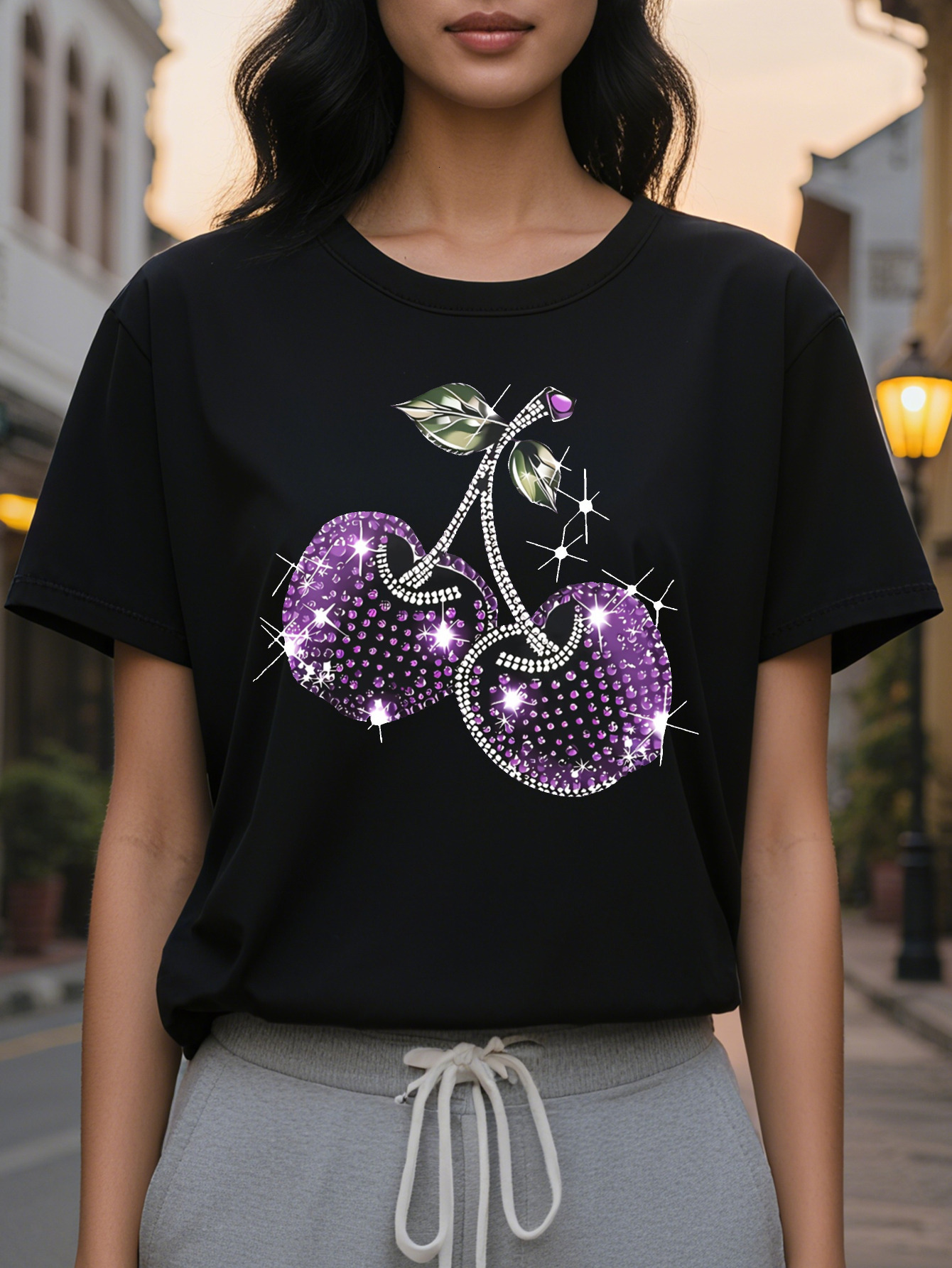 Purple T-Shirt Soft Lavender Like Hue Casual Everyday Party Top for Spring-Summer Outfits Non-See-Through Fabric