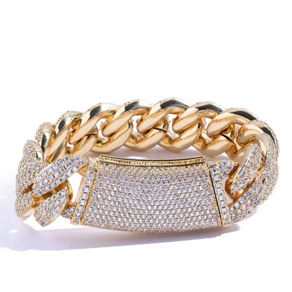 Men S925 Silver Moissanite Bracelet Hip Hop Three Row Full Diamond Bubble Cuban Gift