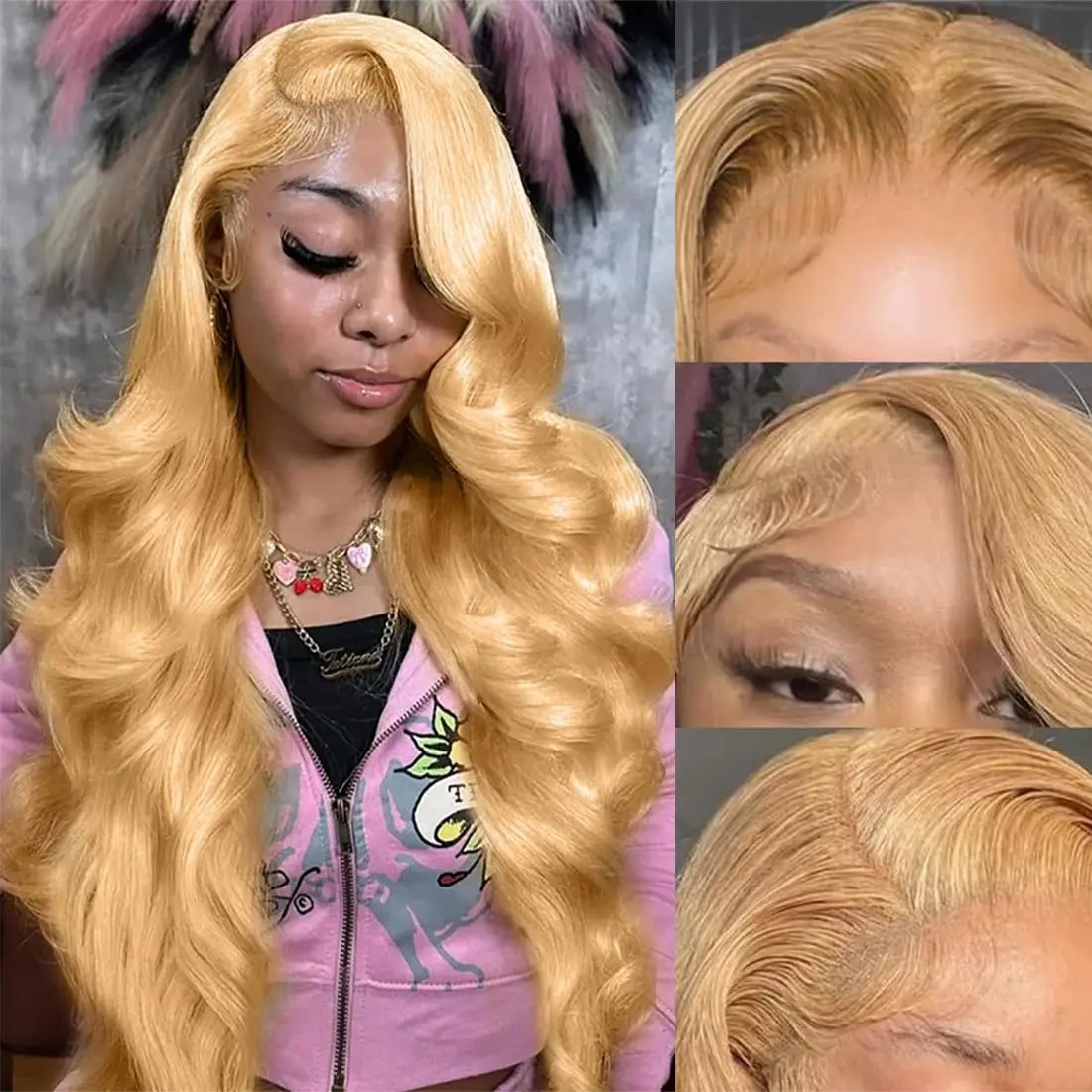 Body Wave Human Hair Wigs 13x6 Hd Lace Frontal Wig Honey Blonde Lace Front Wig Brazilian Gluelesss 27 Blonde Colored Wigs for Women Pre Plucked