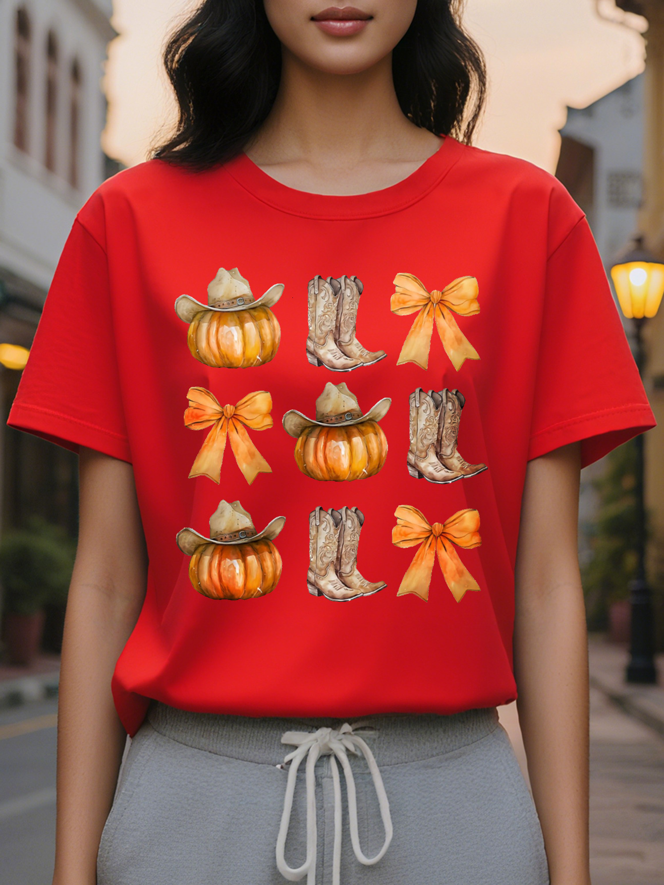 Cozy Halloween Graphic Sweatshirt Soft Crew Neck Casual Fall Wear Women's Comfortable Clothing for Autumn