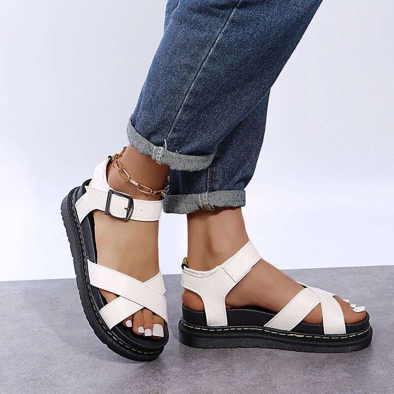 Fashion Martin Women's Roman Buckle Beach Shoes Platform Flat Sandals