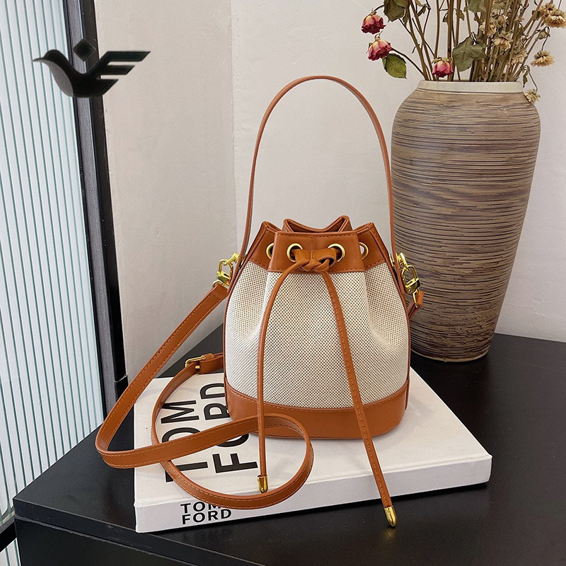 Feiyan Free Shipping New Designer Bag Luxury Shopping Bag Trade Women's Bag Versatile Color-block Women's Bucket Bag Drawstring Closure Sing