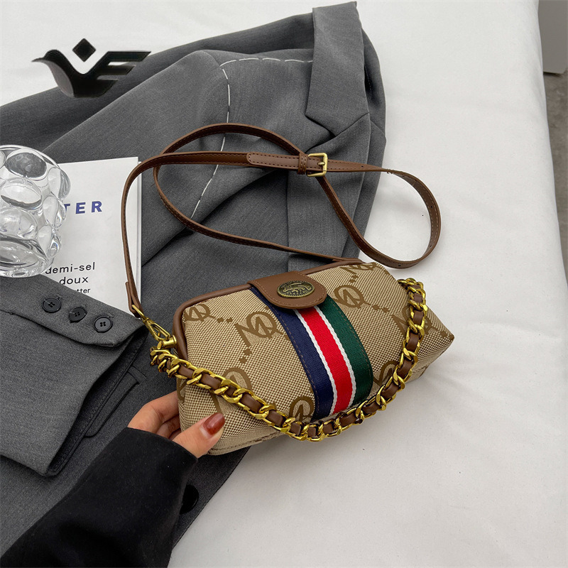 Feiyan Free Shipping New Designer Bag Luxury Shopping Bag Striped European And American Retro Classic Chain Underarm Shoulder Bag Crossbody Bag Trend