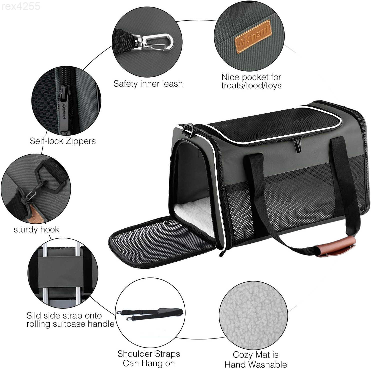 Cat Carrier Portable Foldable Dog Pet Carrier SoftSided Pet Bag up to 15 Lbs Airline Approved Travel Puppy CarrierW250904