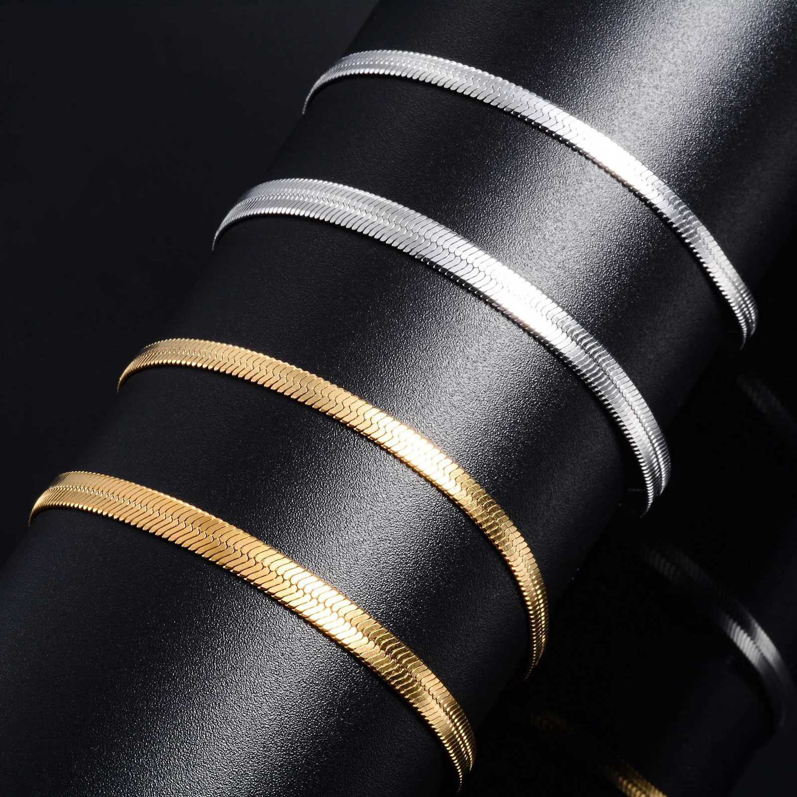 Women Men Bracelet Blade Chain for Hand Foot Stainless Steel Bangle with Extension Ankle Anklet Jewelry Making Accessories Gift W250904