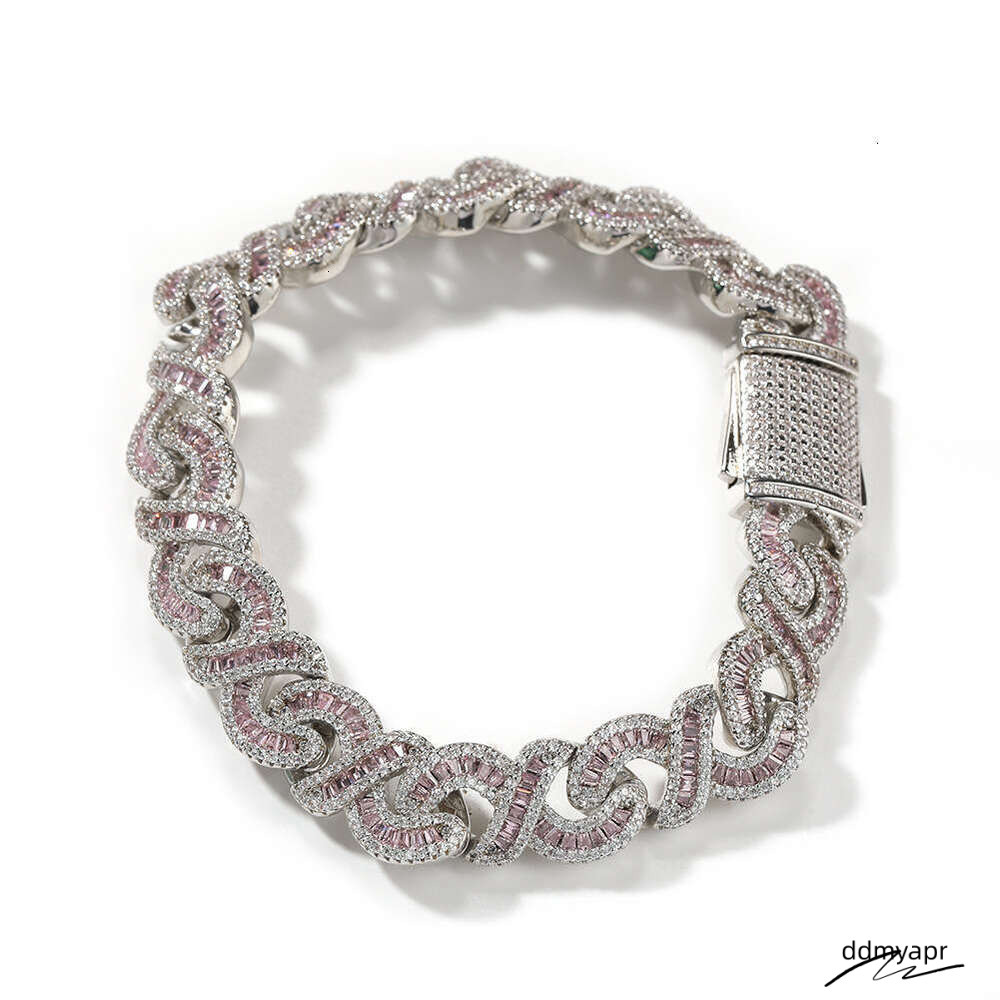 Ice Cold Ddmyday Stick Long Fork Set Unlimited Chain Black Pink Square Zircon Gold-Plated Cuban Necklace Men's Jewelry Ddmyday