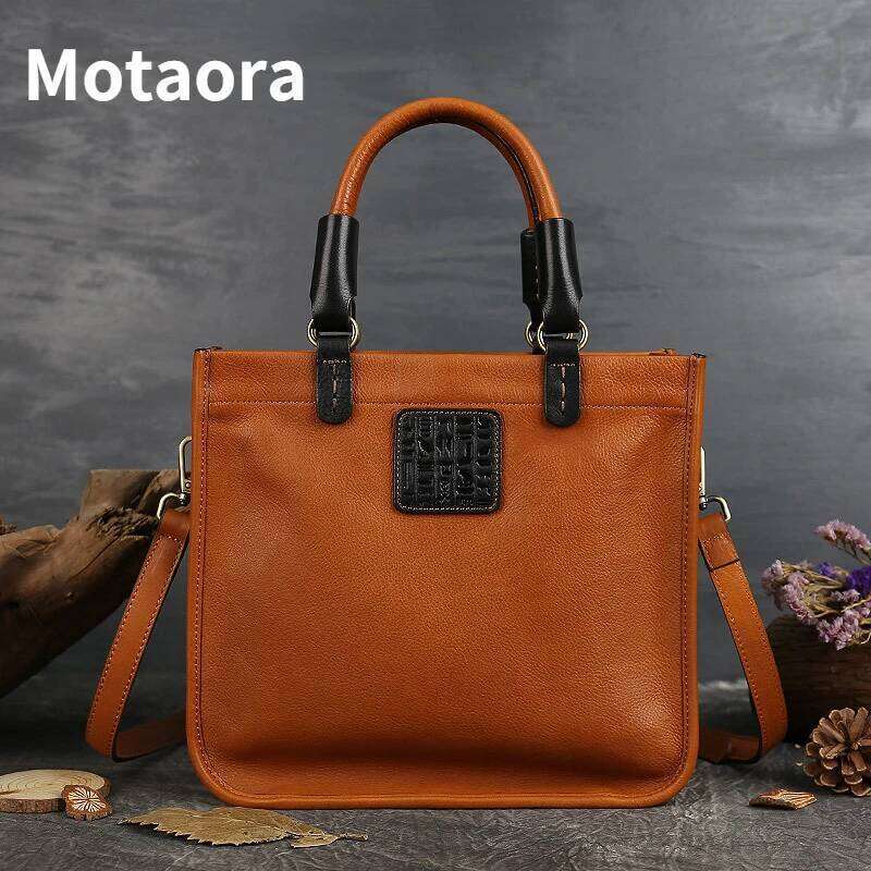 MOTAORA Genuine Cowhide Leather Handbag Shoulder Crossbody Bag Top Handle Large Vintage Designer Purse for Women 2025 NEW