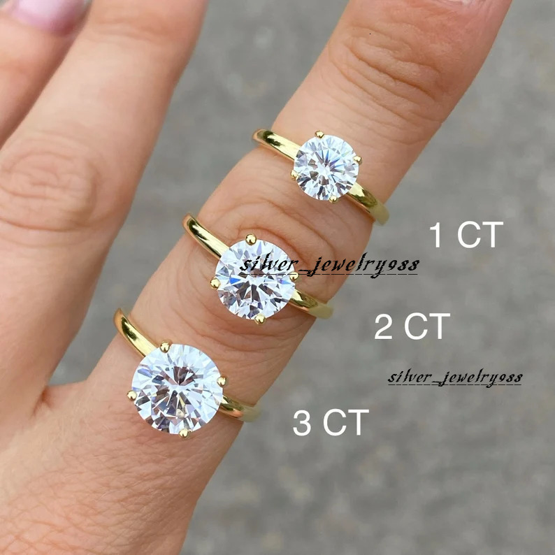 Silver S925 Wedding and Engagement Rings for Women Lab Diamond Solitaire Ring 10k14k18k925 Silver Casual Rings for Ladies