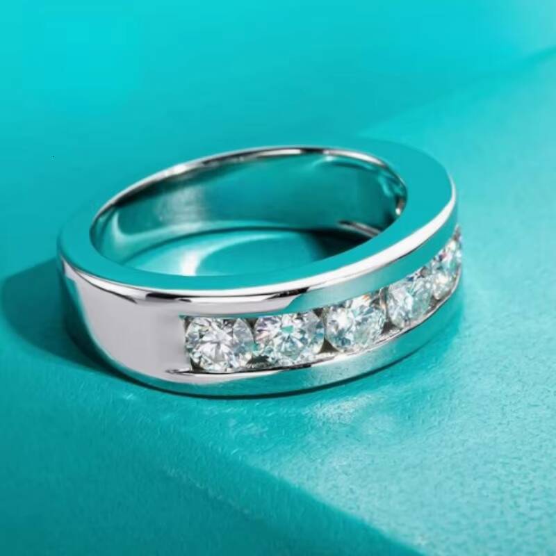 Unisex Unique Design 925 Sterling Silver Fine Moissanite Ring for Solid Wedding Engagement Anniversary Bands