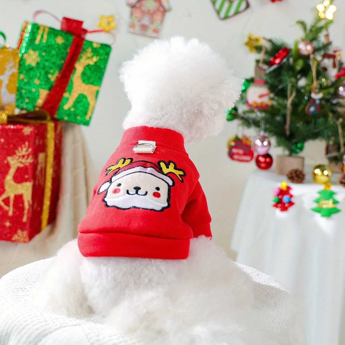 Jingle Sweater Elk Puppy Autumn and Winter Thickened Velvet Warm Christmas Clothes Pet Cat Coat W250904
