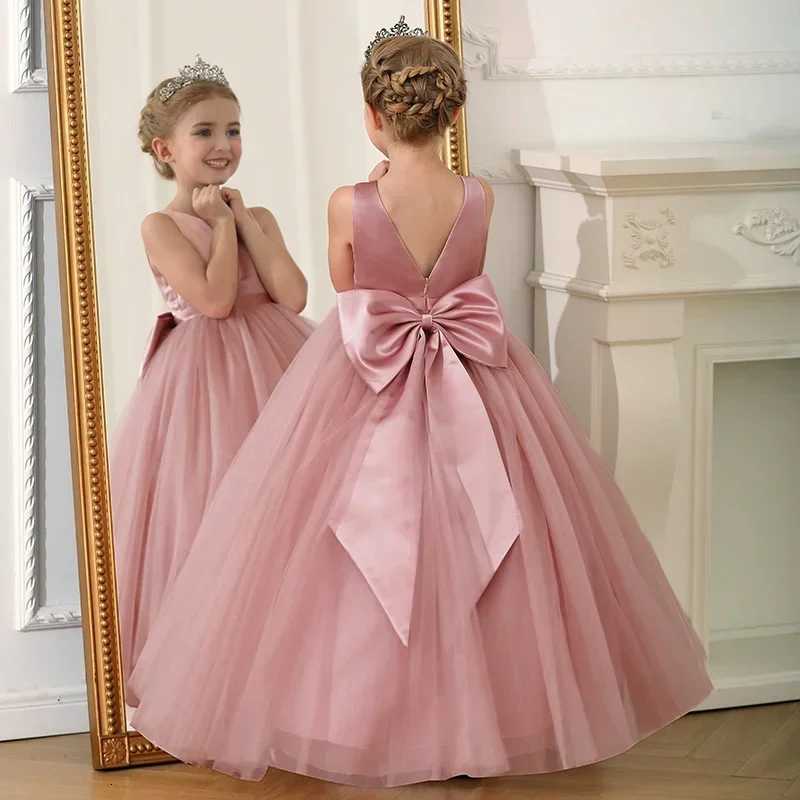 Summer Elegant Teenage Girls Evening Party Formal Prom Long Gown Kids Backless Birthday Wedding Princess Dress for Girls 5-14 Years Z250904