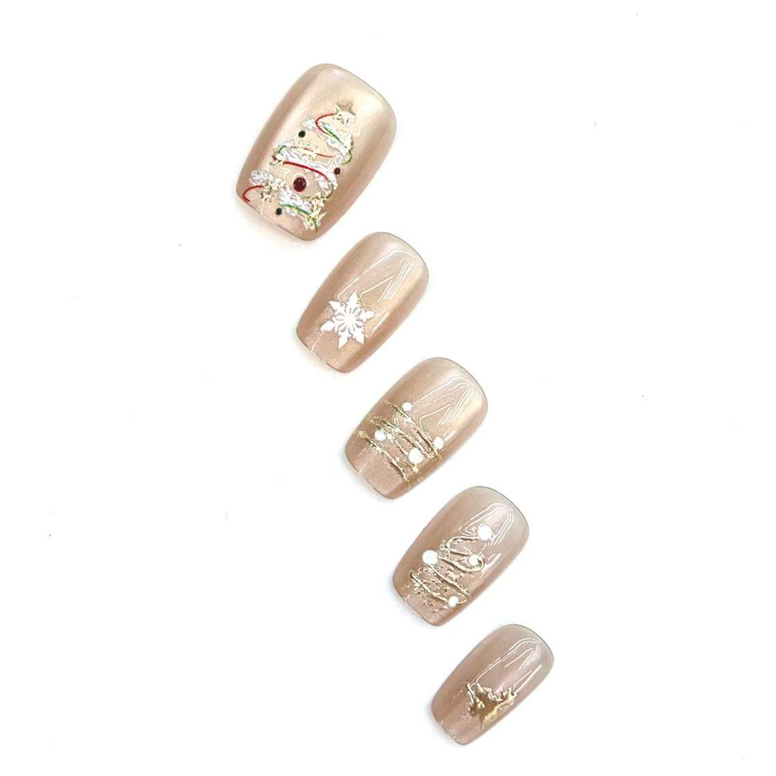 New Christmas crafted with Heart! Handmade Nail Art with ABS Material, Exuding Delicate Texture and Unique Design on Fingertips