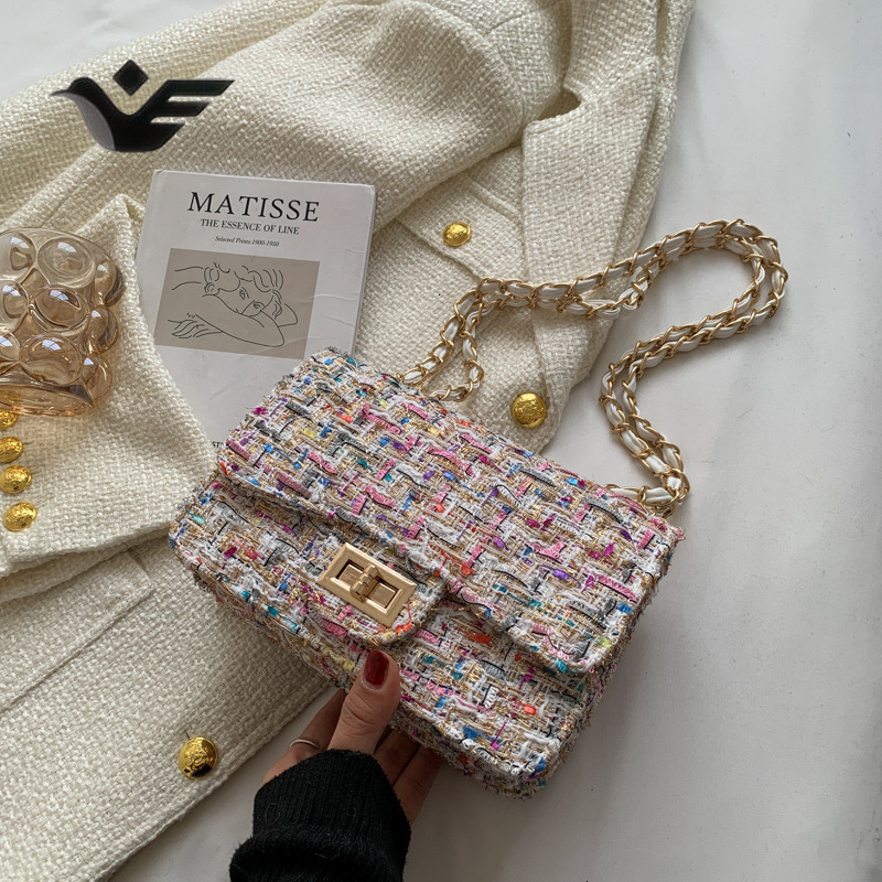 Feiyan Free Shipping New Designer Bag Luxury Shopping Bag Chanel Style Woolen Bag For Women Trend Fashion Korean Version Versatile Chain Shoulder Cros