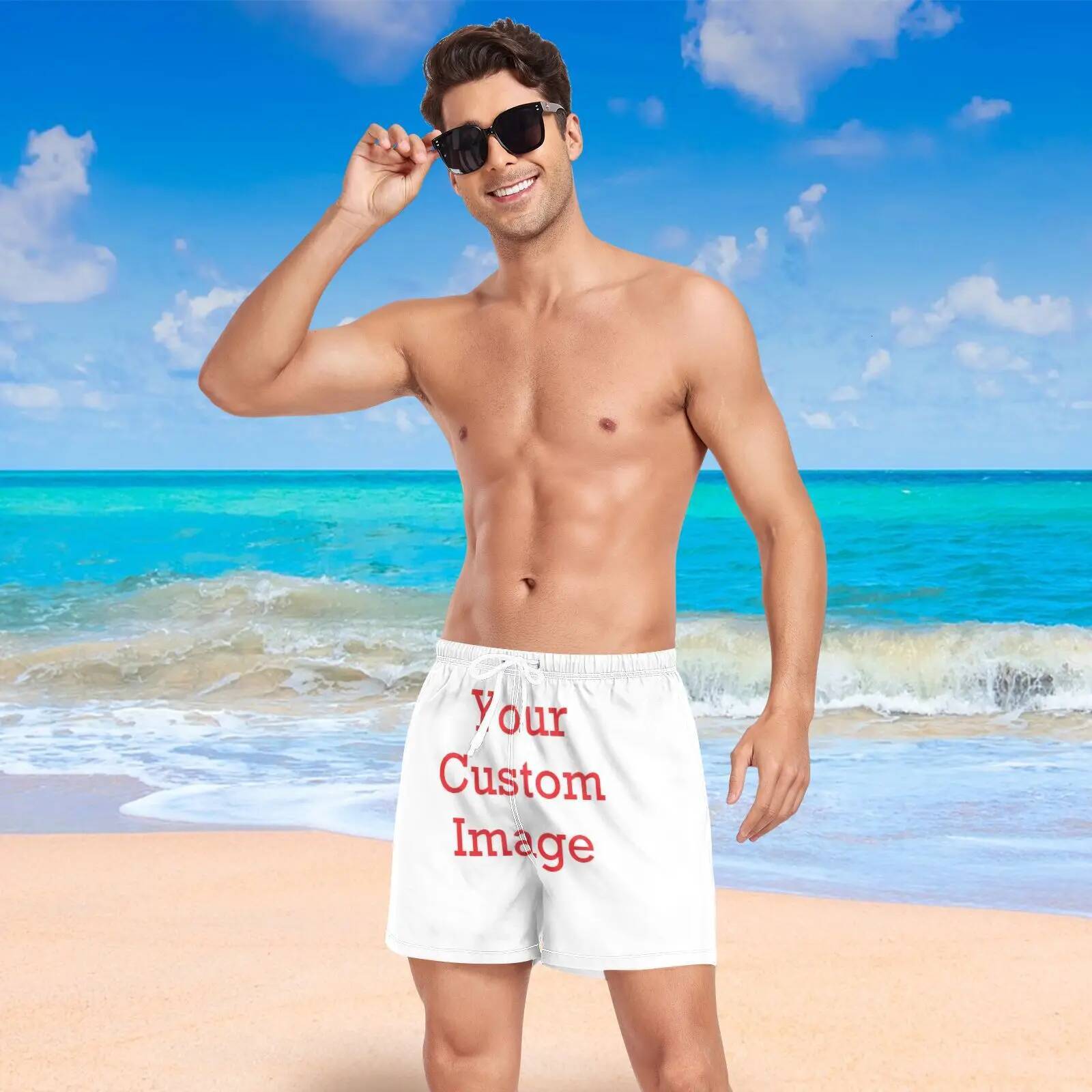 New Running Swim Summer Men's Fashion Beach Polyester Quick Dry Sports Shorts Men Customized