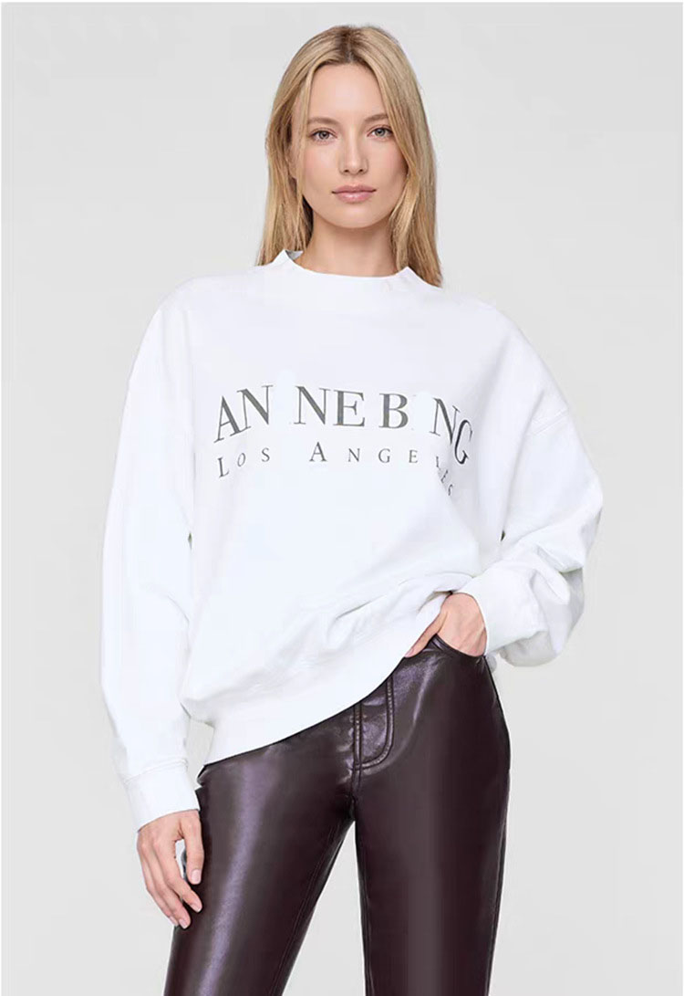 Designer Hoodies Women's AB Letter Print Fleece-Lined Crewneck Sweatshirt - Vintage Cotton Streetwear Pullover for Fall Winter 2025 (S/M/L