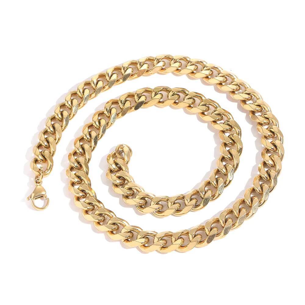 NUOYA Hip Hop Fine Jewelry 11MM Miami Cuban Link Chain 6 Sides Cut Design High Polished Stainless Steel Necklace for Men