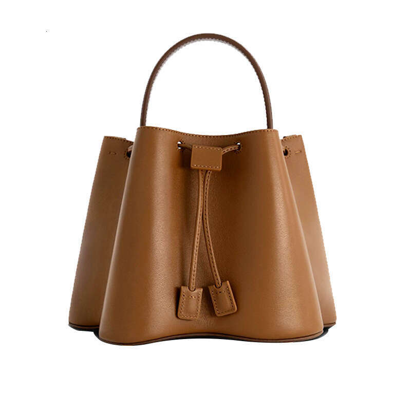 DHEssentials 2025 Women's Fashion Bucket Bag, PU Leather, Drawstring Top, Folded Design, Crossbody/Handheld, Wine Red/Light Brown/White