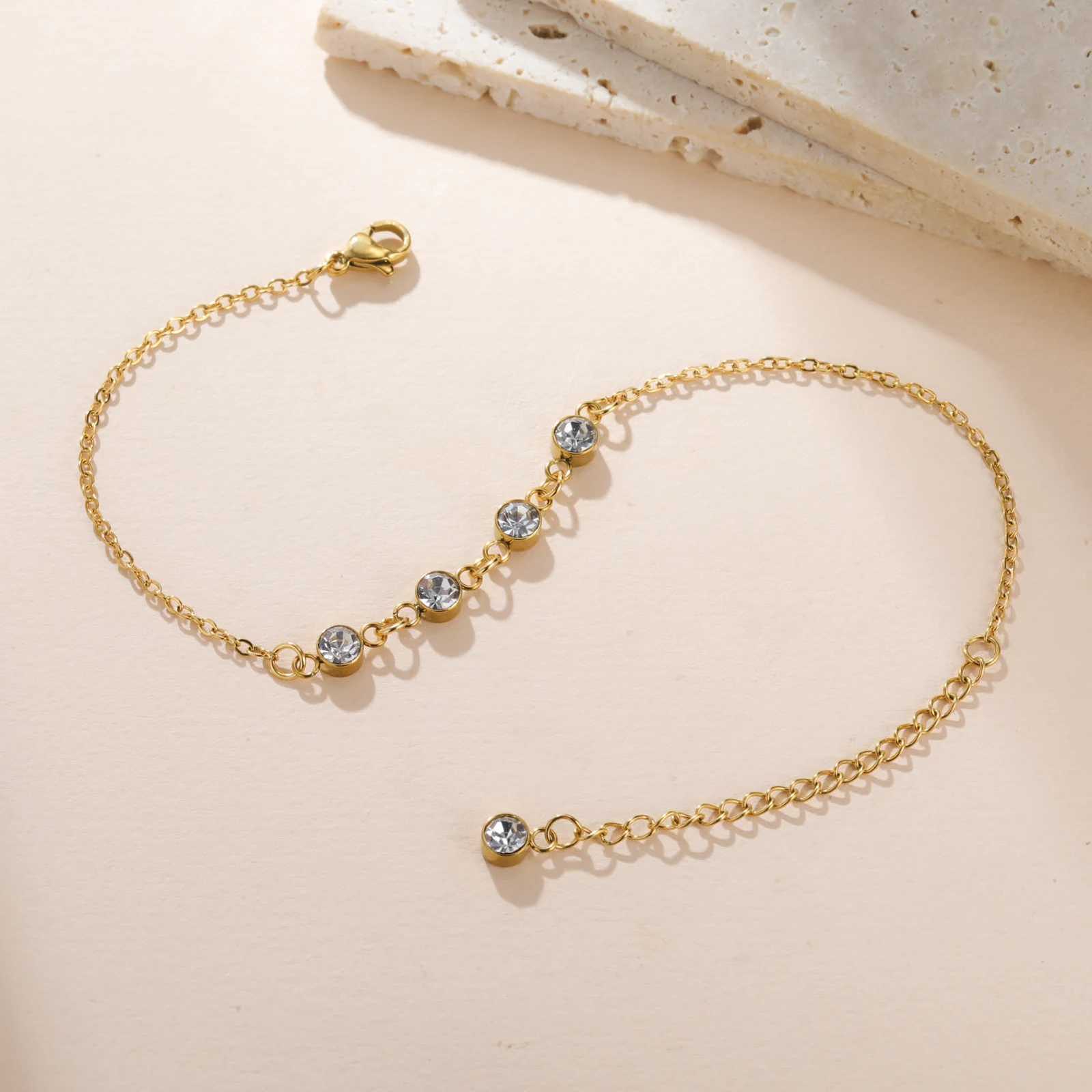 Cazador Gold Color Clear Zircon Charm Bracelet Stainless Steel Trendy Hand Bracelet for Women Jewelry Birthday Part Wedding Gift W250904