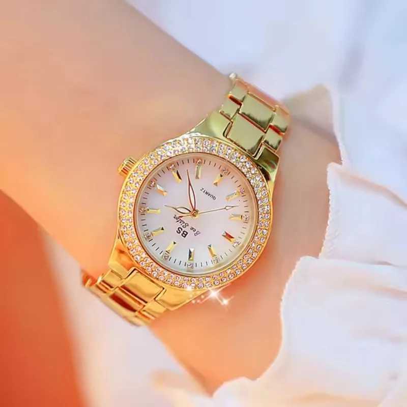 Luxury Gold Round Wens Wristwatch Stainless Steel Crystal Ladies Quartz Watches Fashion Brand Watch Casual Clock X250904