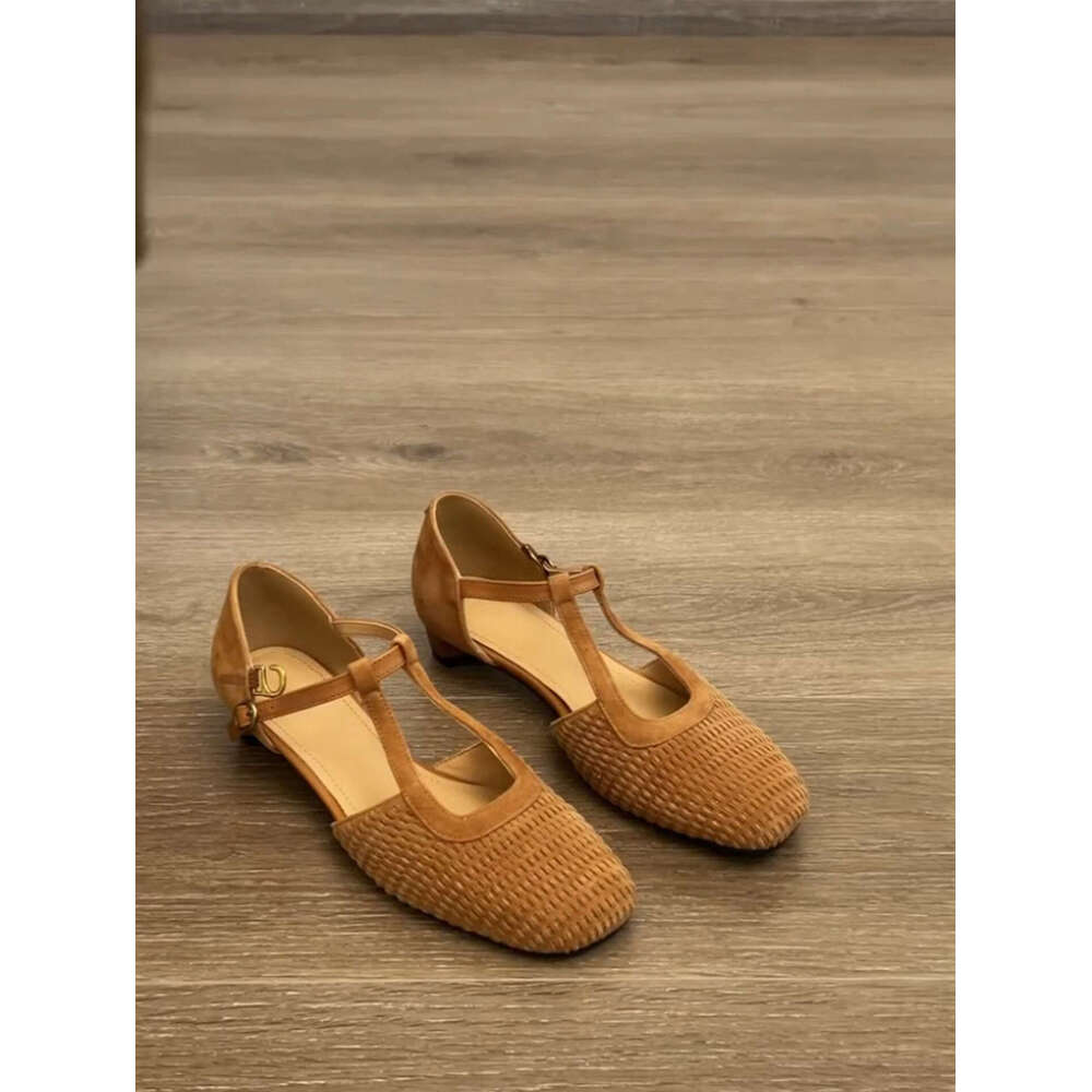 Woven Stunning Roman Sandals for Women 2025 New Summer Outdoor Hollow Mary Jane Designer Shoe Chunky Heel Closed Toe Single Shoes