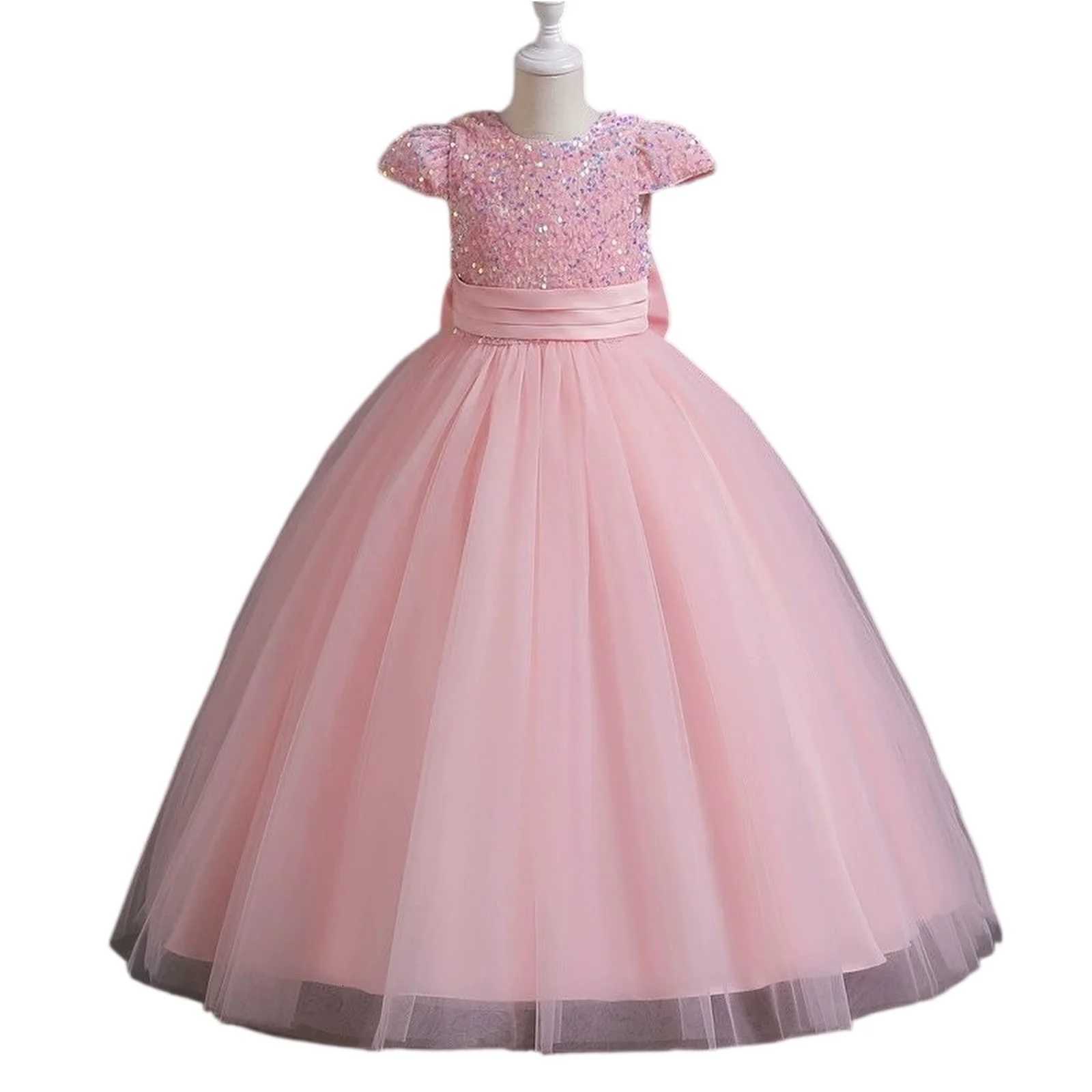 5 10 14 Years Children Evening Dresses Elegant Girls Dress Bridesmaid Sequin Long Princess Dresses Flower Elite Girl Formal Gowns Z250904