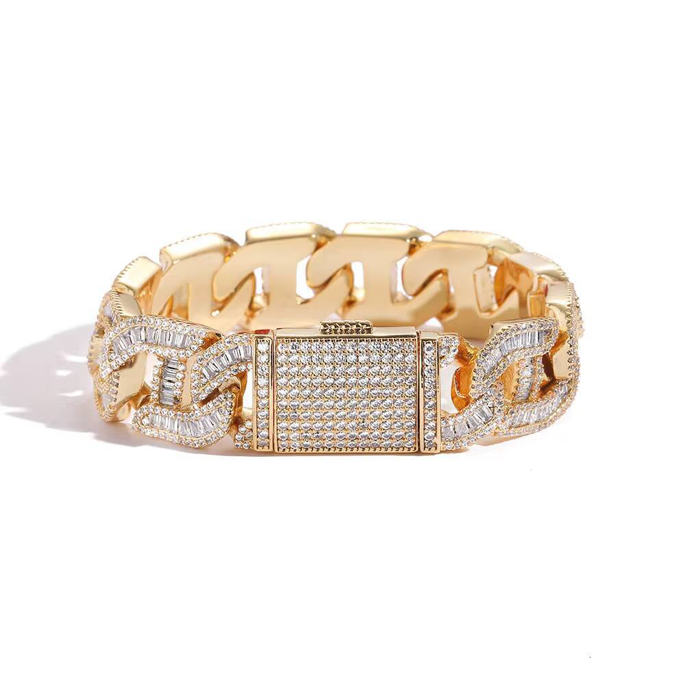 Hip Hop 16mm Diamond Cuban Link Bracelet Men's Jewelry Fashion Link Ring Bracelet 18K Gold Ice Cream Blet
