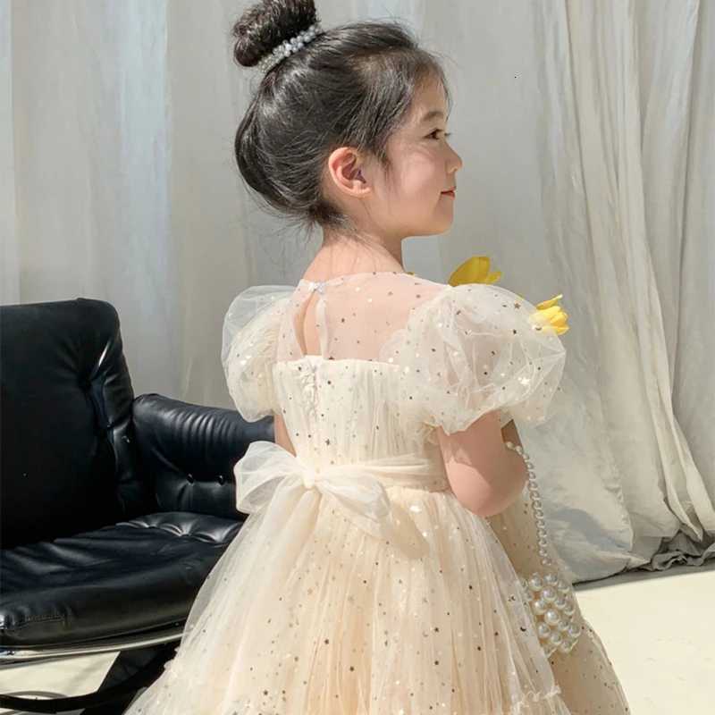 Summer Kids Girls Dress Baby Temperament Princess Dress Cute Sweet Childrens Dress Westernized Dreamy Yarn Dress Z250904